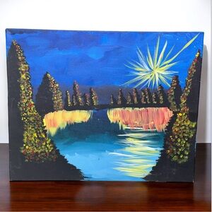 SV WILLOUGHBY Handcrafted Acrylic Painting on Canvas “MIRACLE BY THE LAKE II”